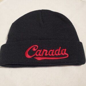 New CANADA BEANIE CAP - Black & Red W/Deluxe Heavy Stitched Embroidery - Unisex